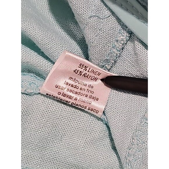 Just Living Linen Blend Mint Green Drawstring Wide Leg Pants Women LRG Lagenlook - Picture 5 of 12